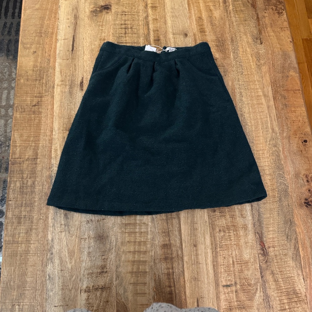 Olive green glitter thread festive A-Line flare children’s girls wool Skirt NWT